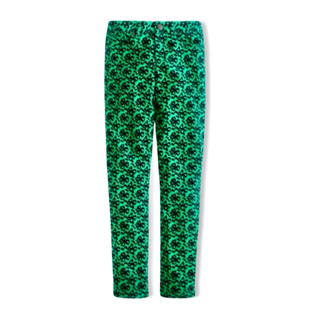 J. Crew | NWOT Green & Navy Blue Toothpick Corduroys in Ribbon Bow